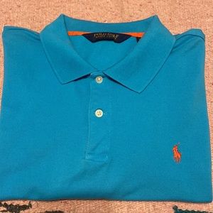 Polo Golf by Ralph Lauren Turquoise Polo Shirt with Orange Pony, Size XL
